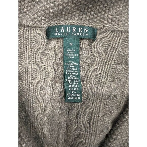 Lauren Ralph Lauren M Wool Angora Sweater Cardigan Cable Knit Green Blazer - Picture 3 of 5